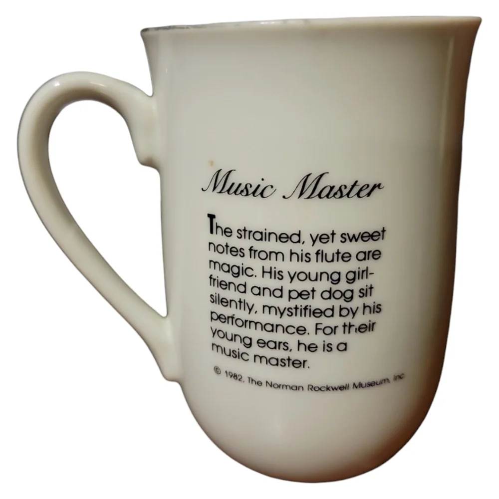 1 Vtg '82 Norman Rockwell Museum Cup Boy Girlfriend Puppy Music Master Gold Trim